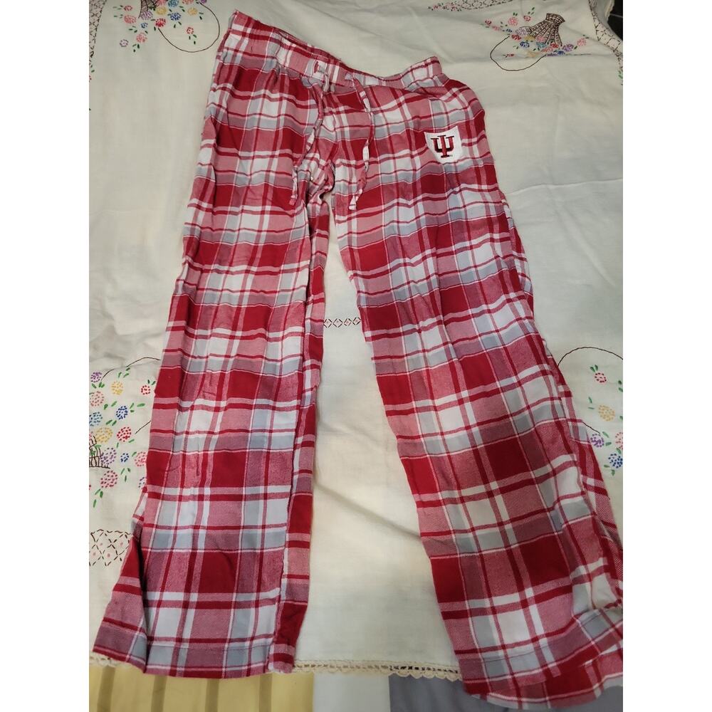 Bottom Drawers Men's Indiana IU Flannel Red Plaid Sleepwear/Lounge Pants M